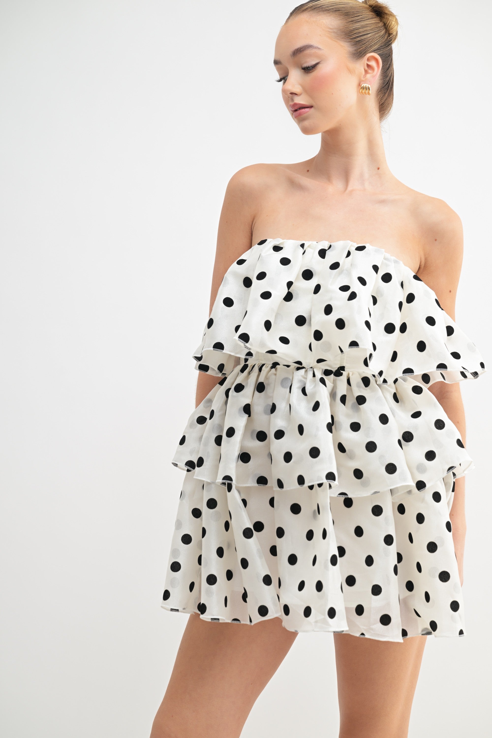 Luna Ruffle Polka Dot Mini Dress