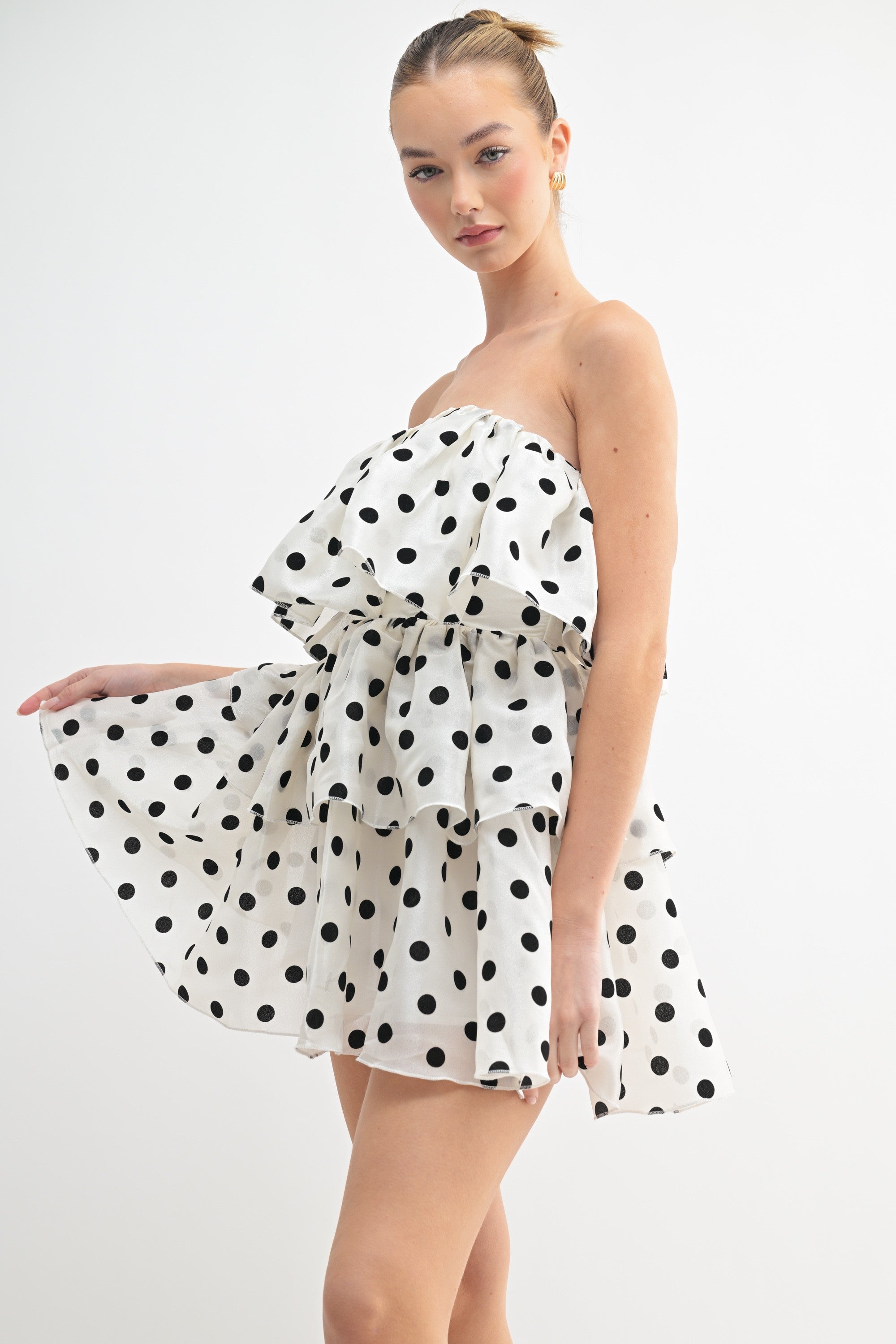 Luna Ruffle Polka Dot Mini Dress
