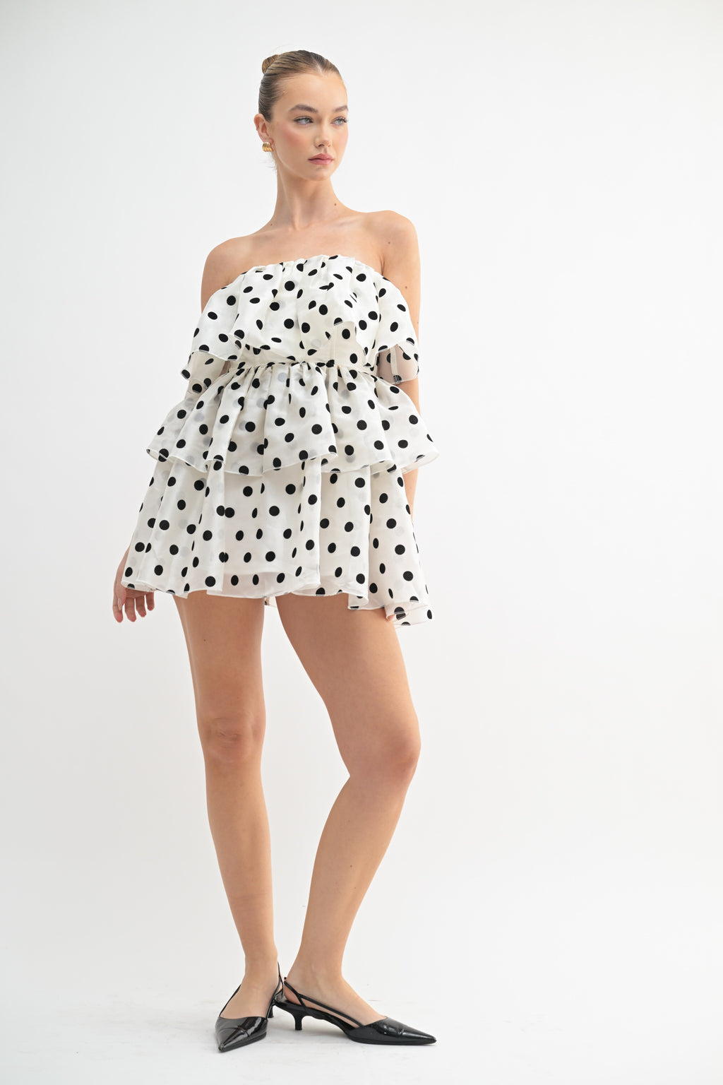 Luna Ruffle Polka Dot Mini Dress