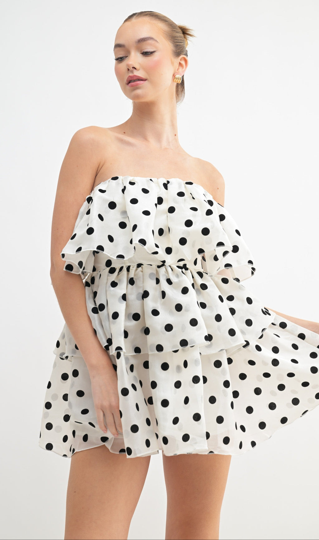 Luna Ruffle Polka Dot Mini Dress