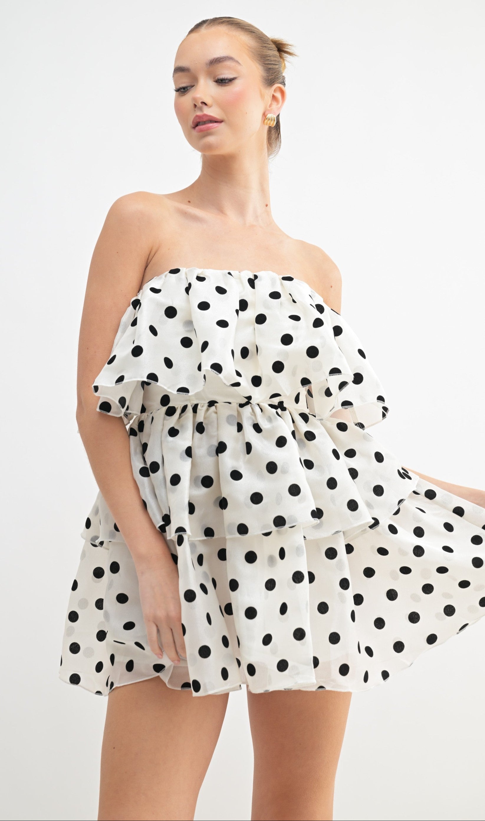 Luna Ruffle Polka Dot Mini Dress