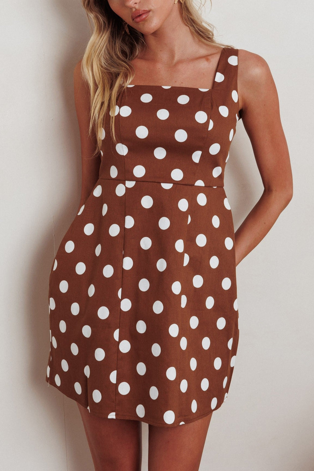 Mae Square Neck Polka Dot Mini Dress