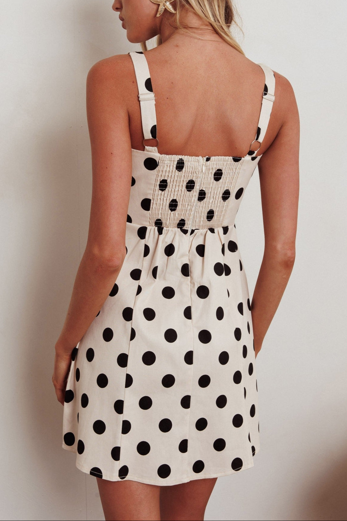 Mae Square Neck Polka Dot Mini Dress