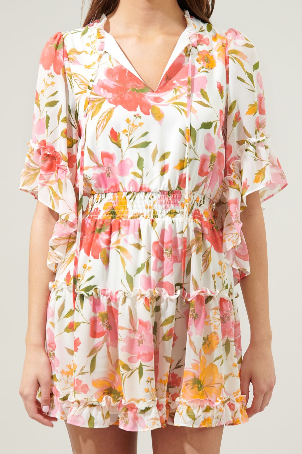 Maldonia Floral Bell Sleeve Mini Dress