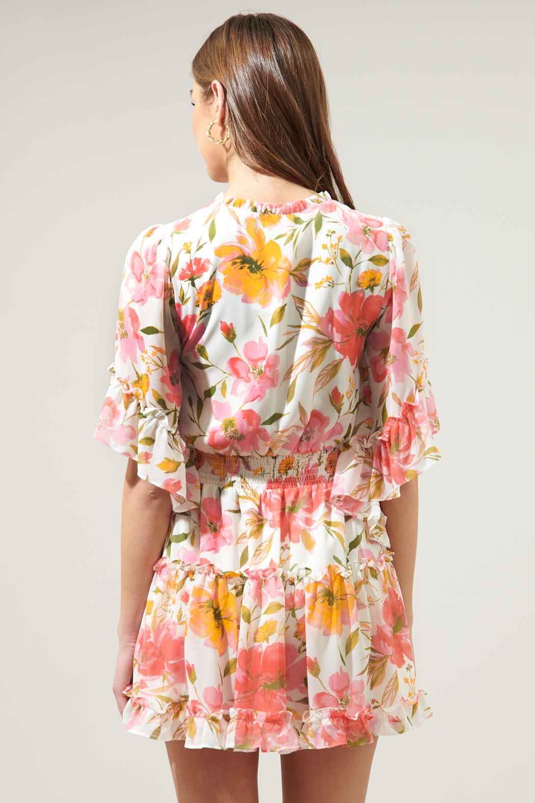 Maldonia Floral Bell Sleeve Mini Dress