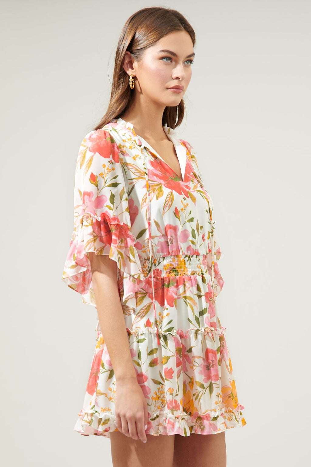Maldonia Floral Bell Sleeve Mini Dress