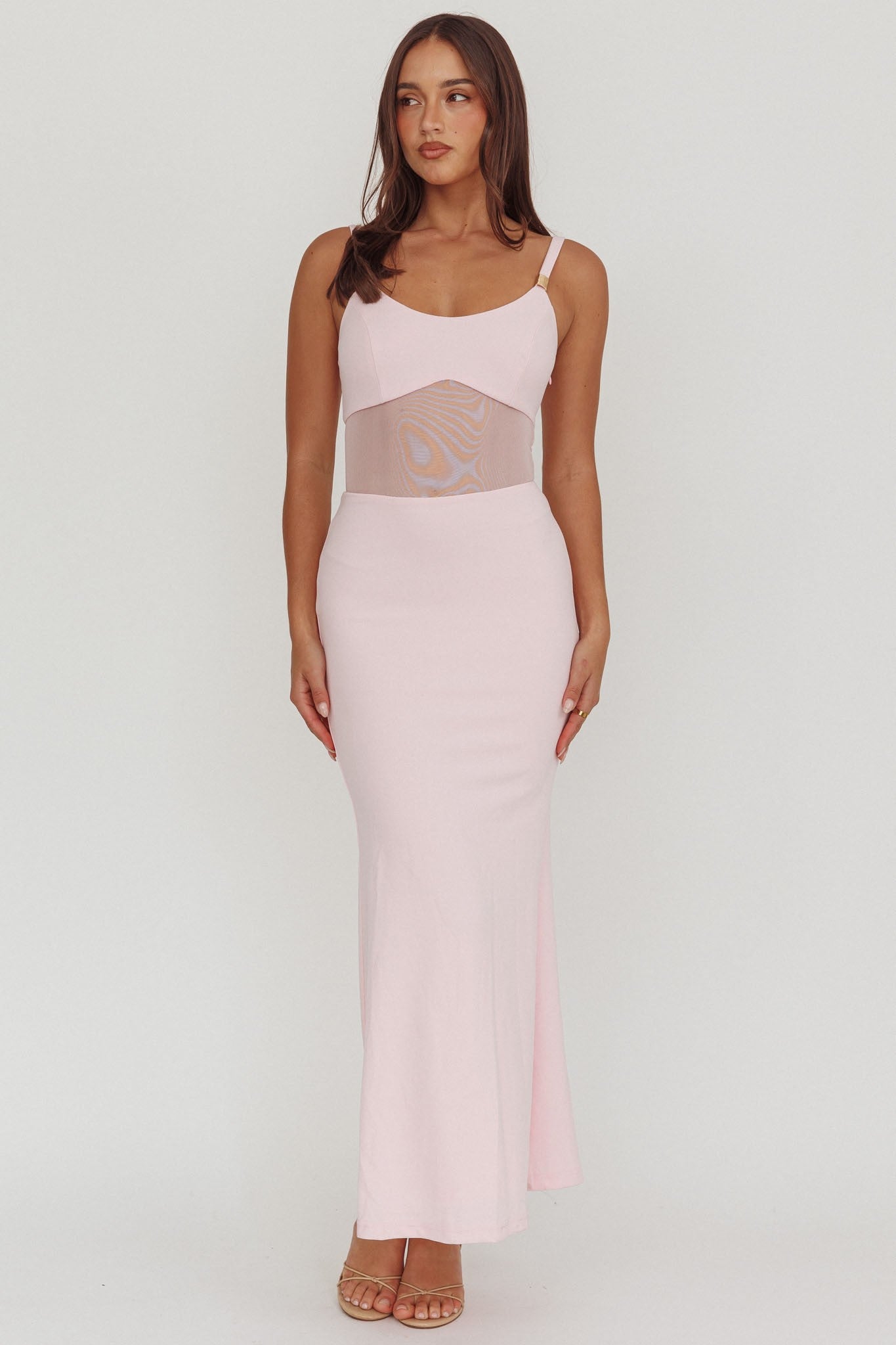 fitted bodice maxi dress Strapless Fitted Bodice & Flowing Chiffon Maxi Dress
