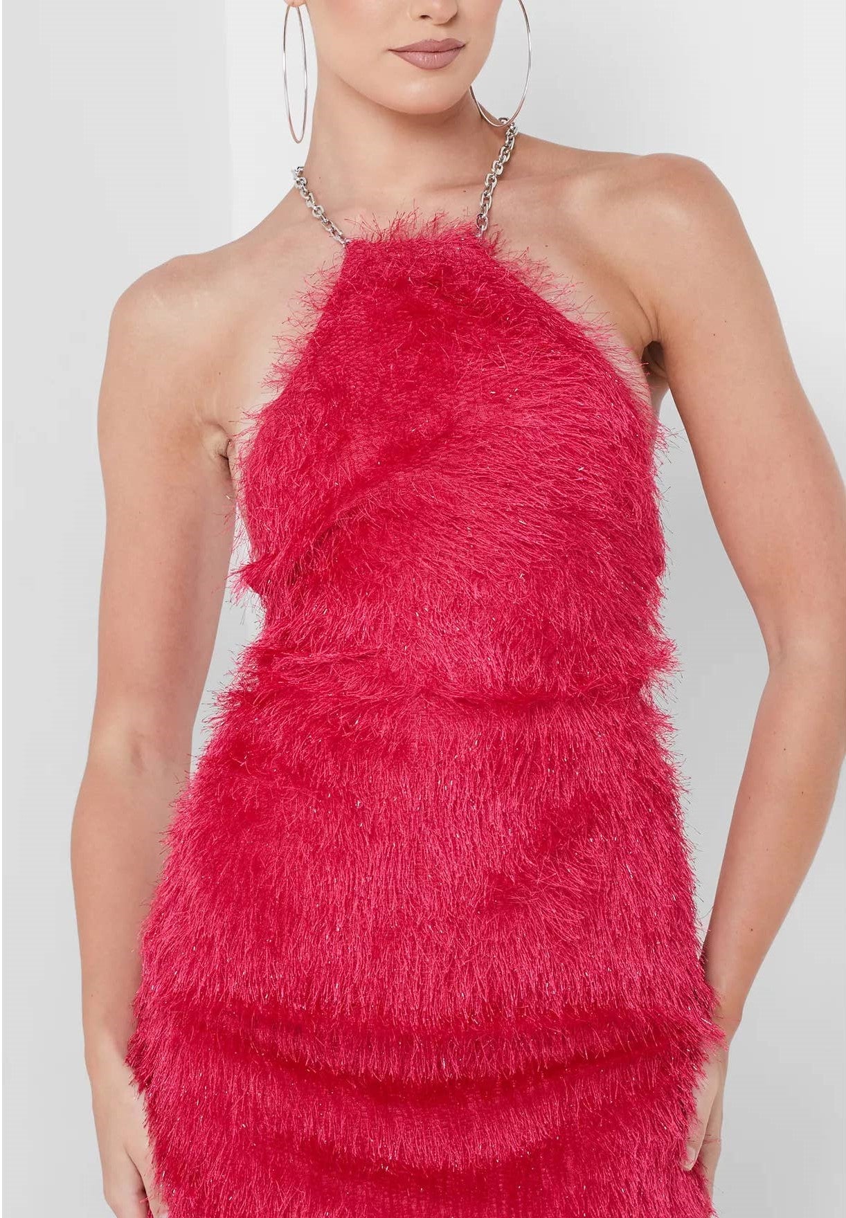 Mia Chain Tie Halter Mini Dress Pink / Large Mia Chain Tie Halter Mini Dress Pink / Large