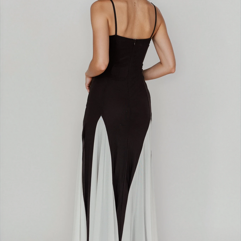 Milenia Mesh Contrast Color Maxi Dress