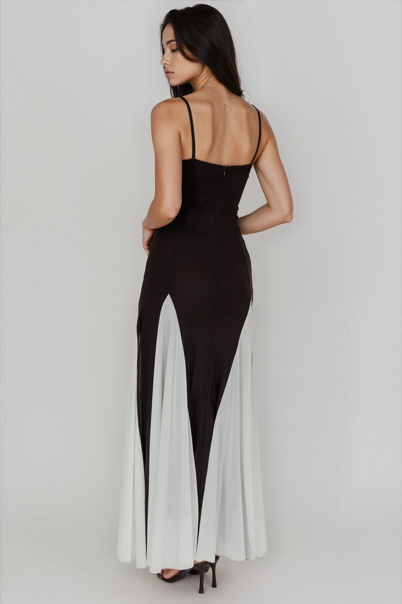 Milenia Mesh Contrast Color Maxi Dress
