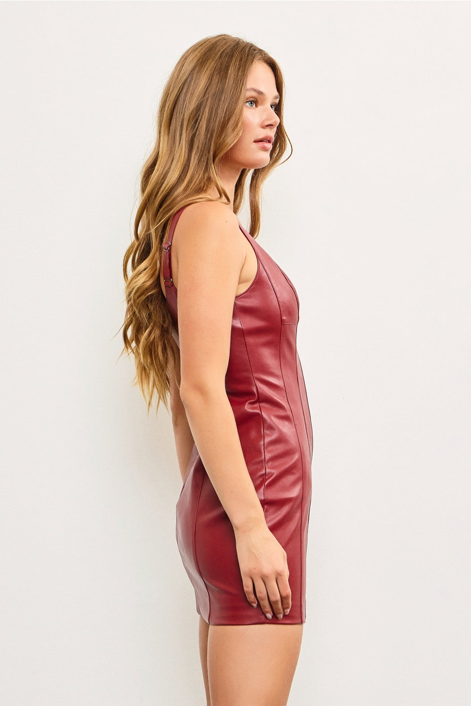Nadi Faux Leather Sleeveless Mini Dress