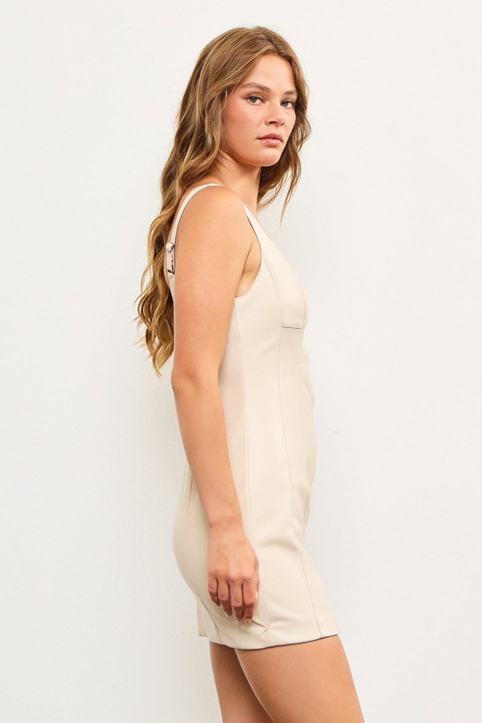 Nadi Faux Leather Sleeveless Mini Dress