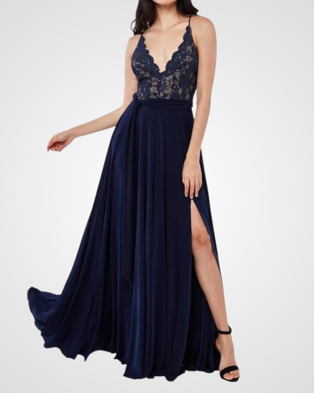 Nayla Sequin Lace Top Ball Gown Maxi Dress
