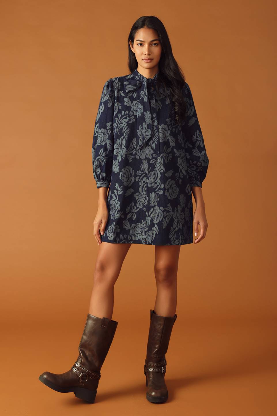 Nico Jacquard Denim Mini Dress