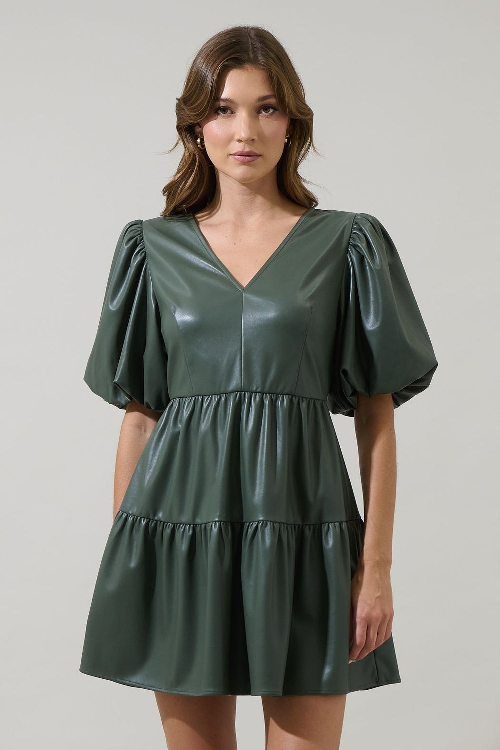 Nicole Leather May Tiered Mini Dress