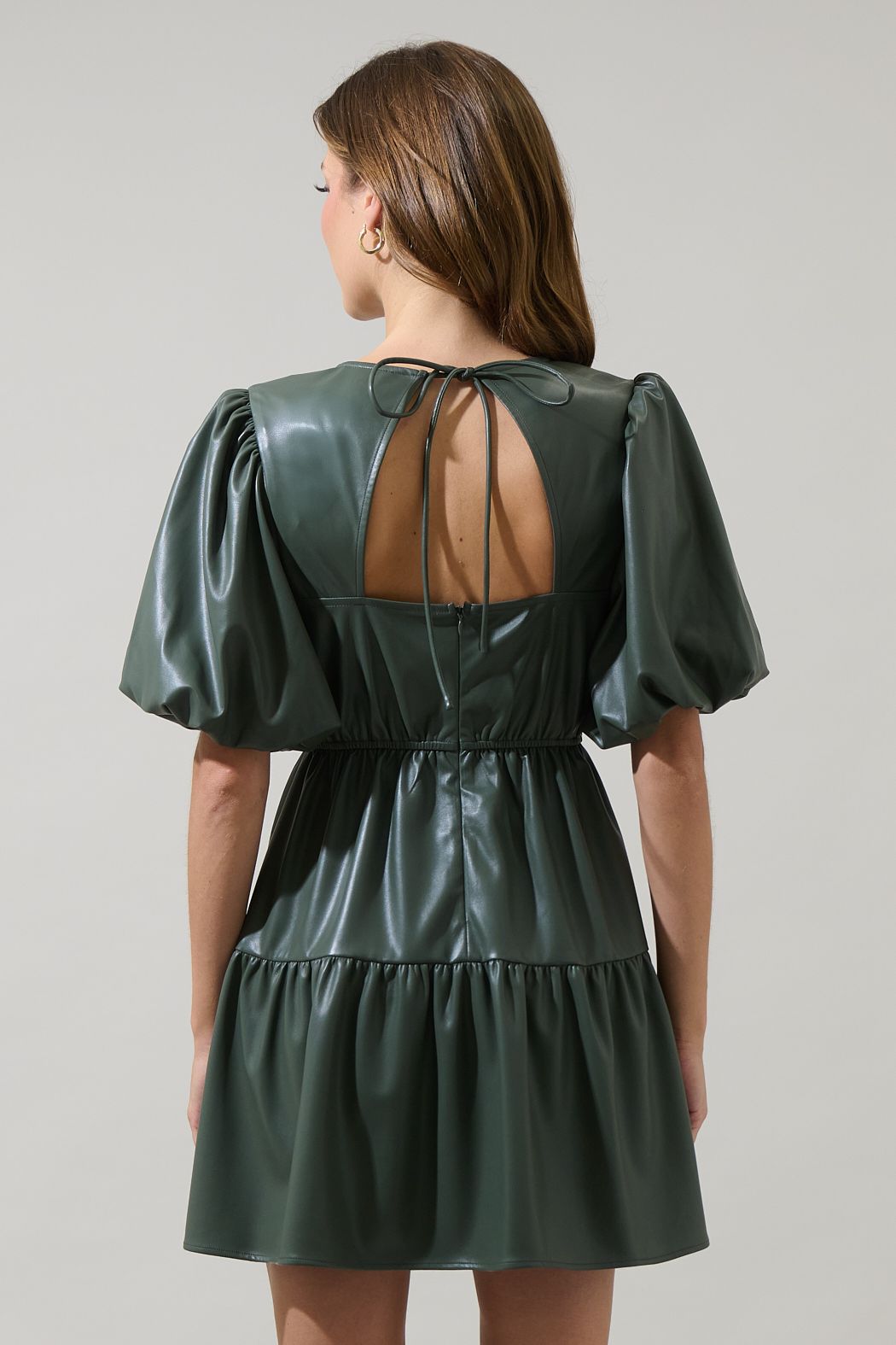 Nicole Leather May Tiered Mini Dress