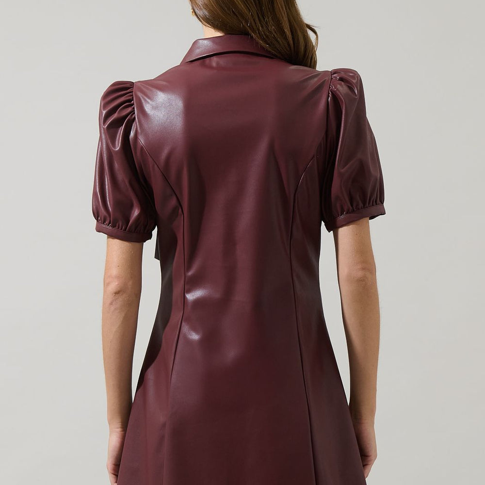 
                      
                        Nicole Leather Kezzy A-line Mini Dress
                      
                    