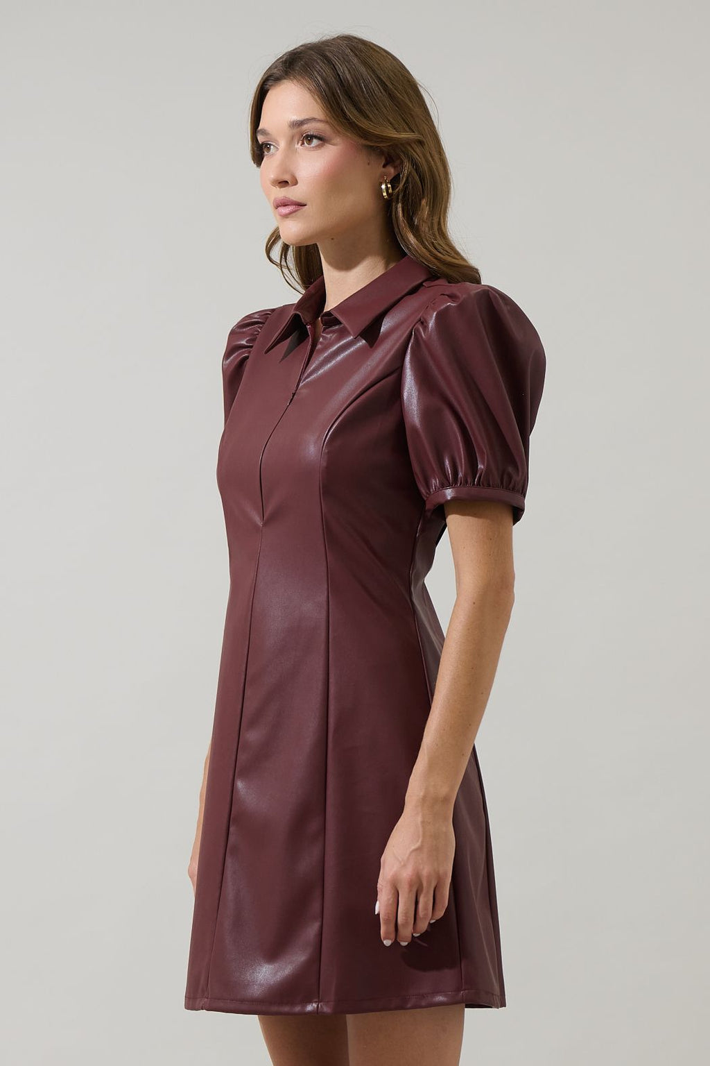 Nicole Leather Kezzy A-line Mini Dress