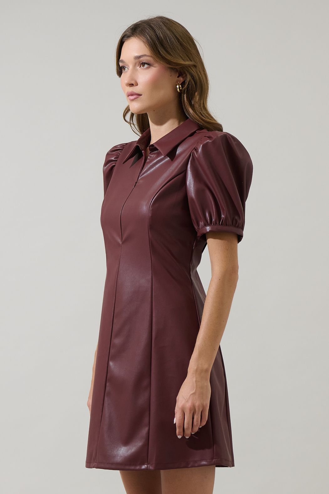 Nicole Leather Kezzy A-line Mini Dress