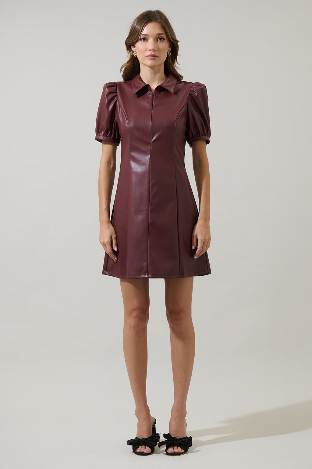 Nicole Leather Kezzy A-line Mini Dress
