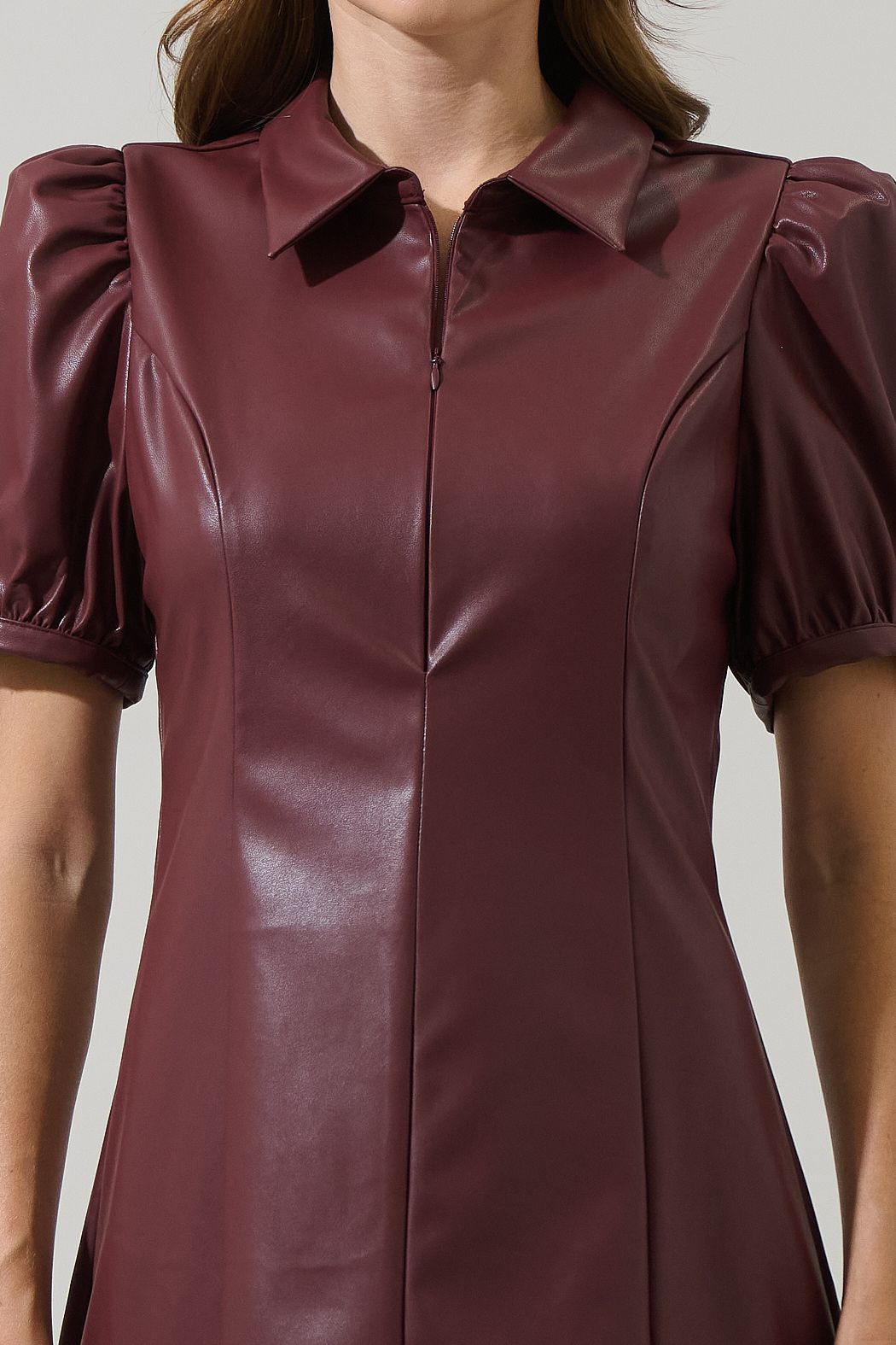 Nicole Leather Kezzy A-line Mini Dress