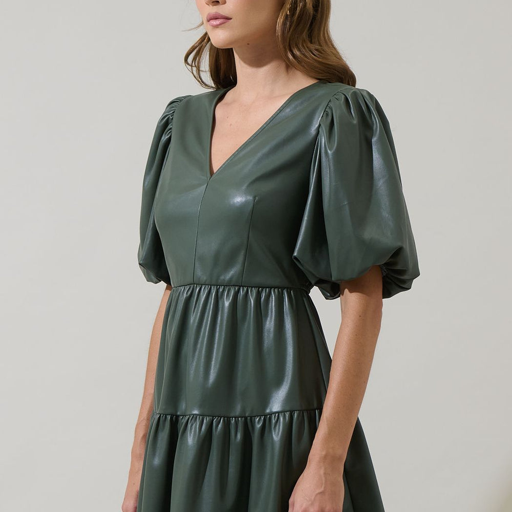 
                      
                        Nicole Leather May Tiered Mini Dress
                      
                    