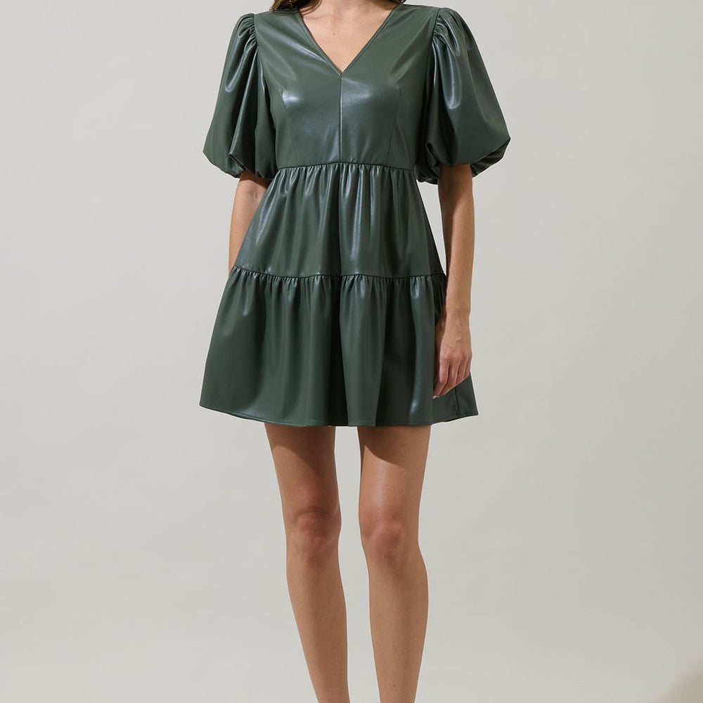 
                      
                        Nicole Leather May Tiered Mini Dress
                      
                    