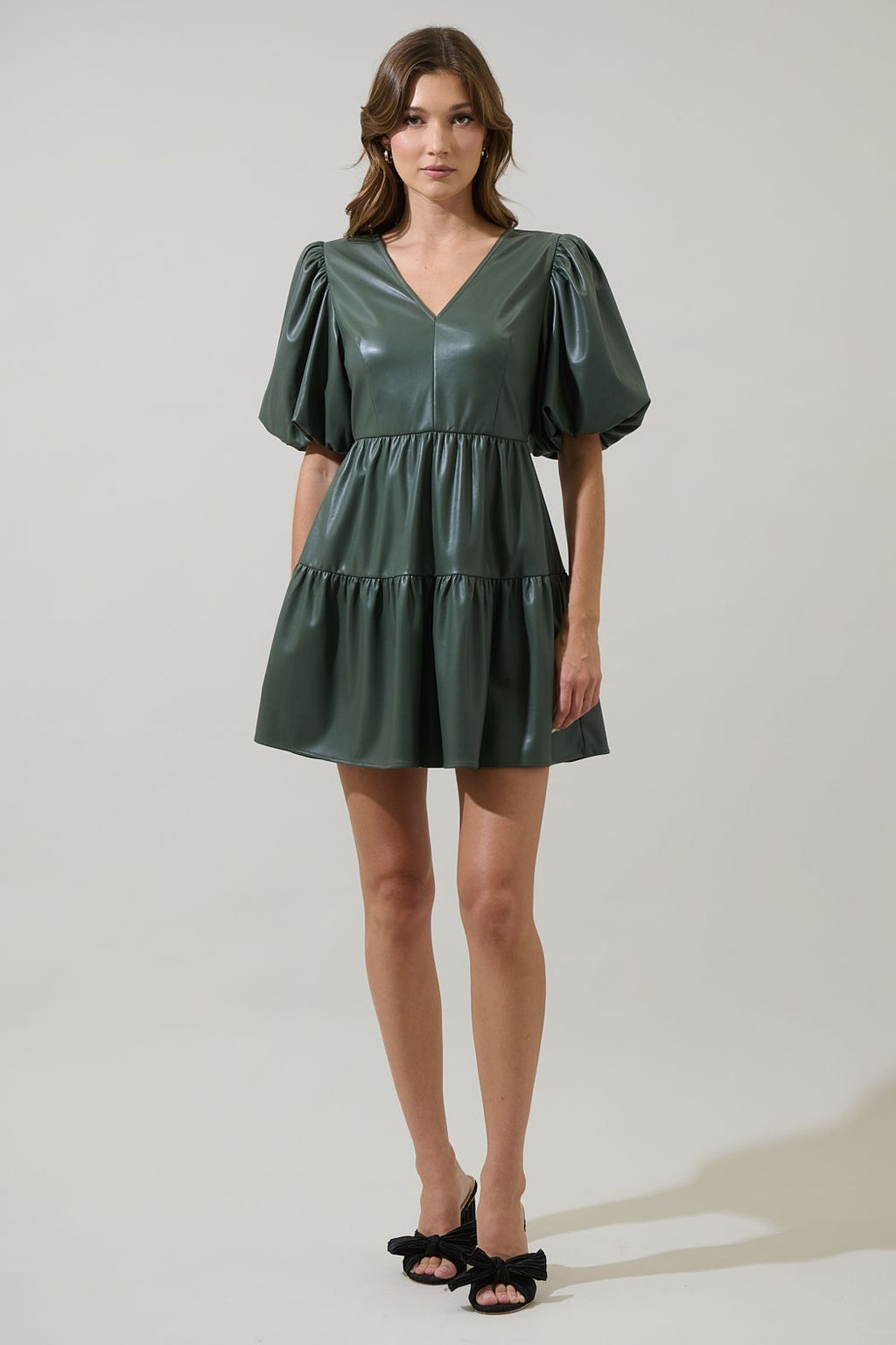 Nicole Leather May Tiered Mini Dress