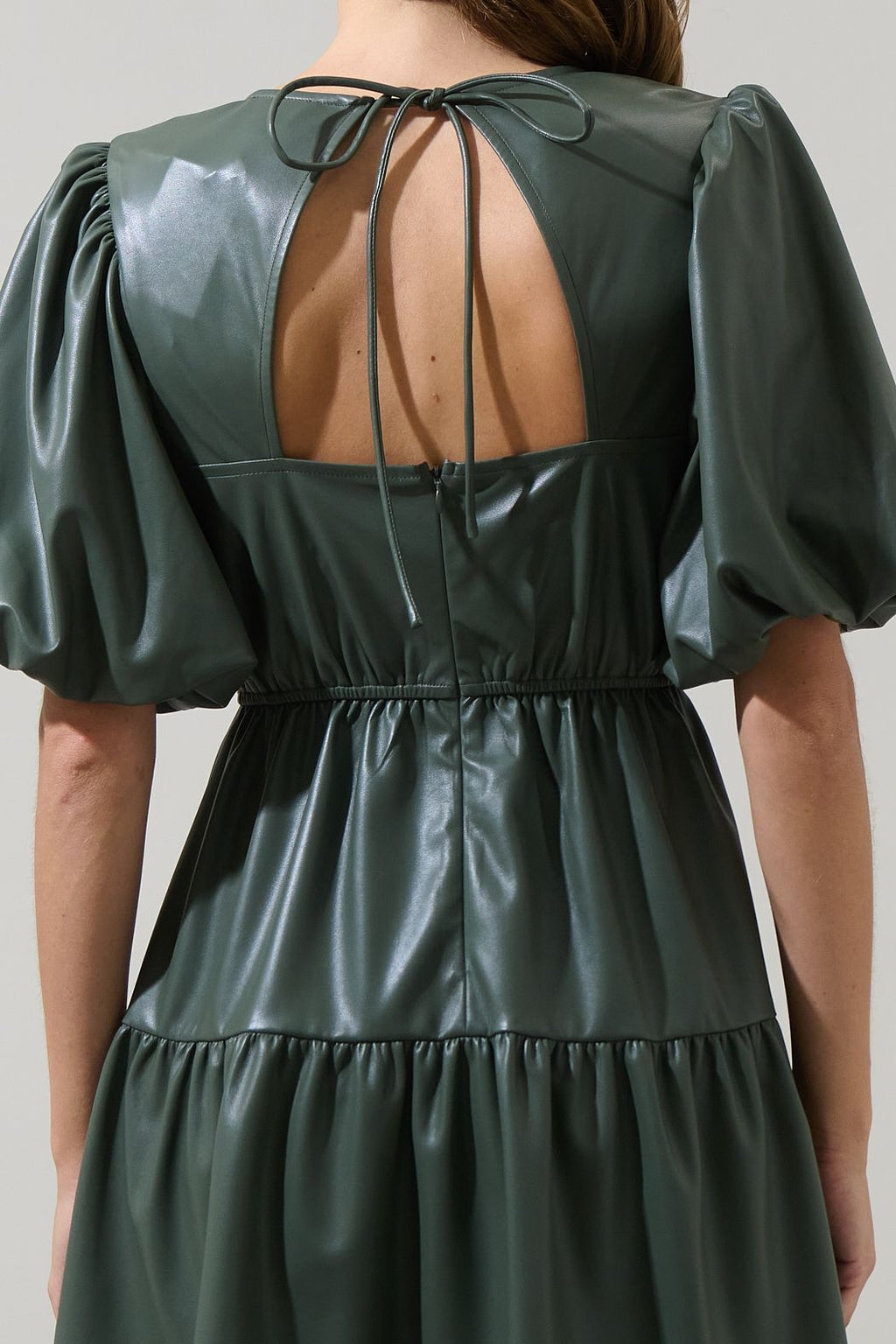 Nicole Leather May Tiered Mini Dress