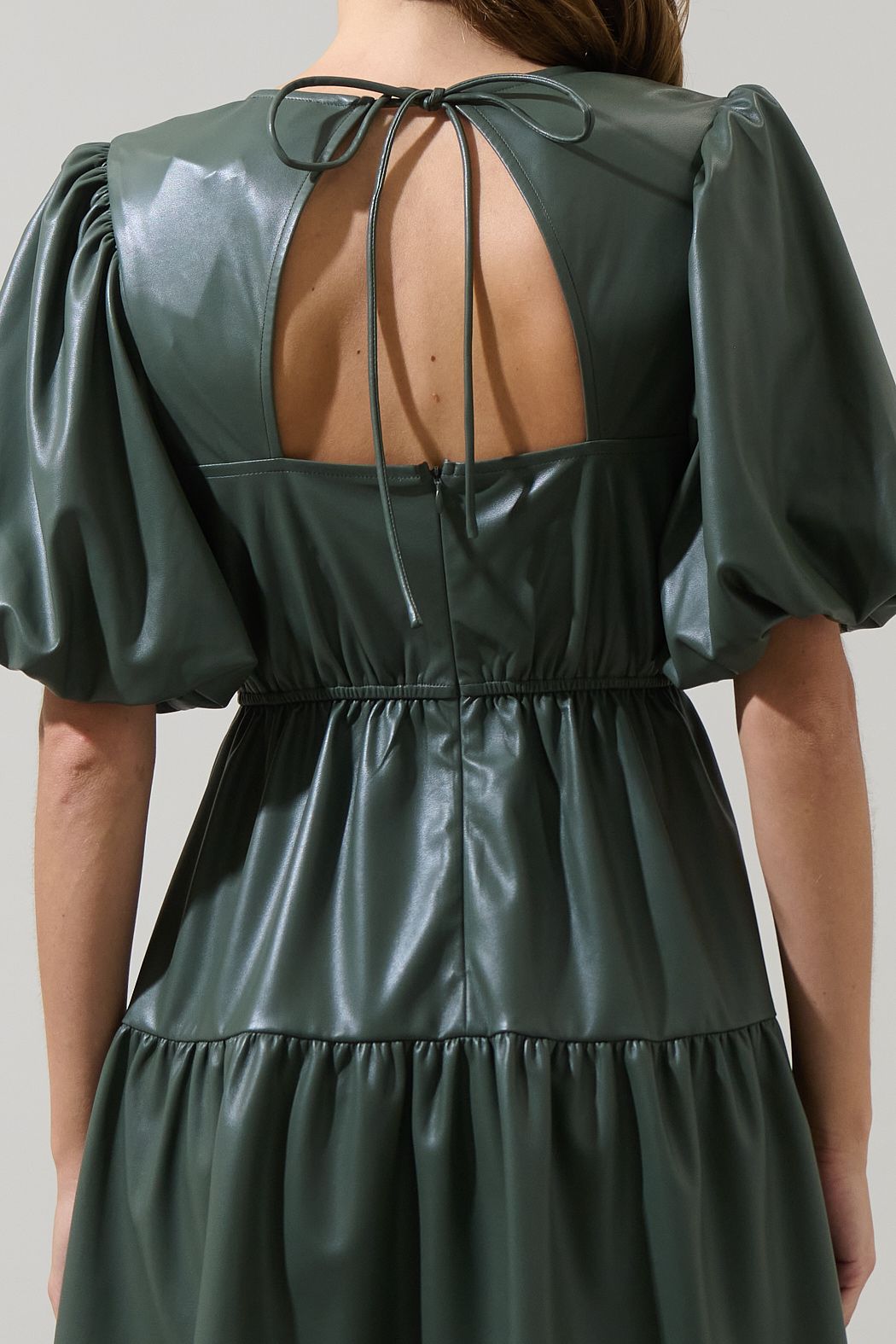 Nicole Leather May Tiered Mini Dress