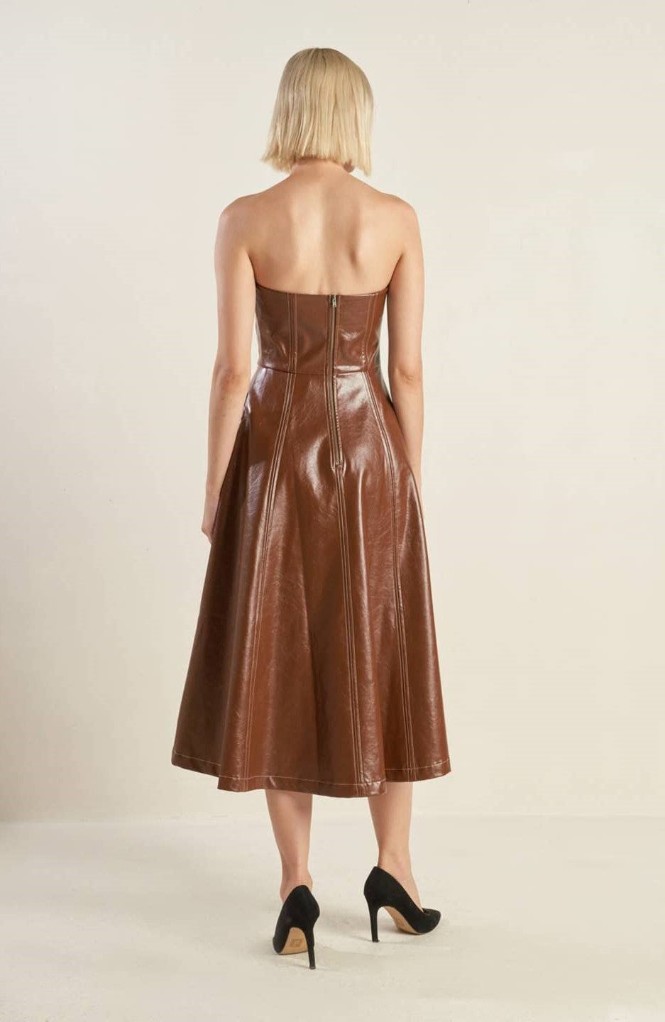 Normani Faux Leather Midi Dress