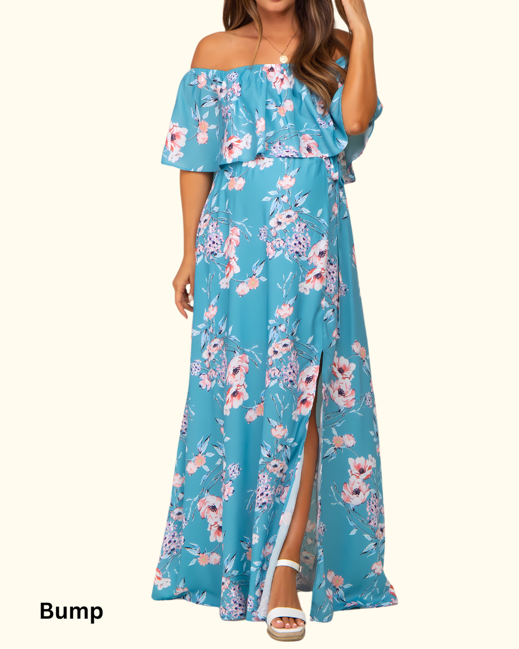 Alicia Floral Off-Shoulder Maxi Dress w/ Side Slit