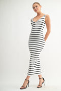 Paige Striped Knit Bodycon Midi Dress