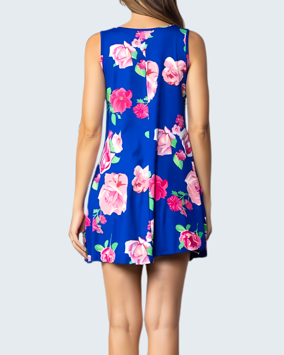 Petals and Poises Royal Floral Mini Dress