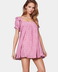 Pink Ditsy Floral Ruffle Sleeve Mini Dress