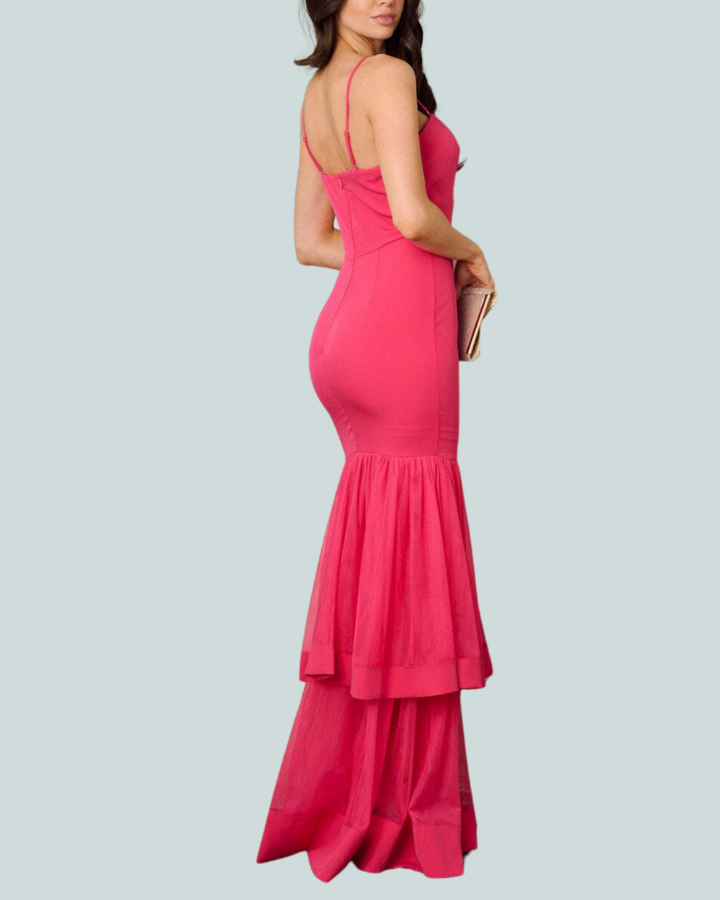 Pretty in Pink Tiered Mermaid Maxi Dress