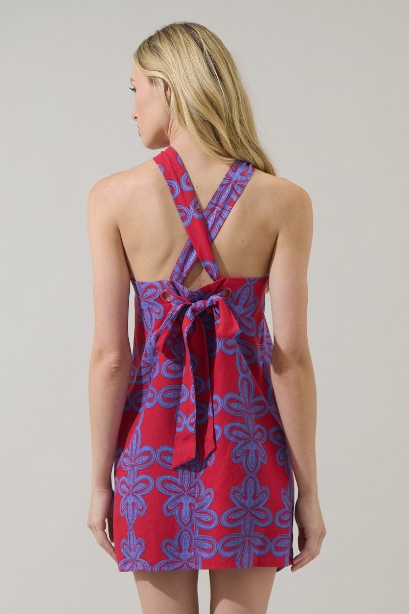 Rory Abstract Halter Mini Dress