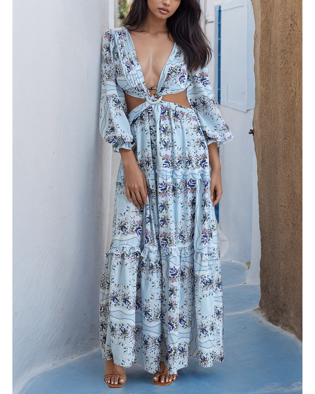 Rosalina Floral Maxi Dress Blue / Medium