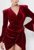 Roxanne Long Sleeve Velvet Wrap Mini Dress