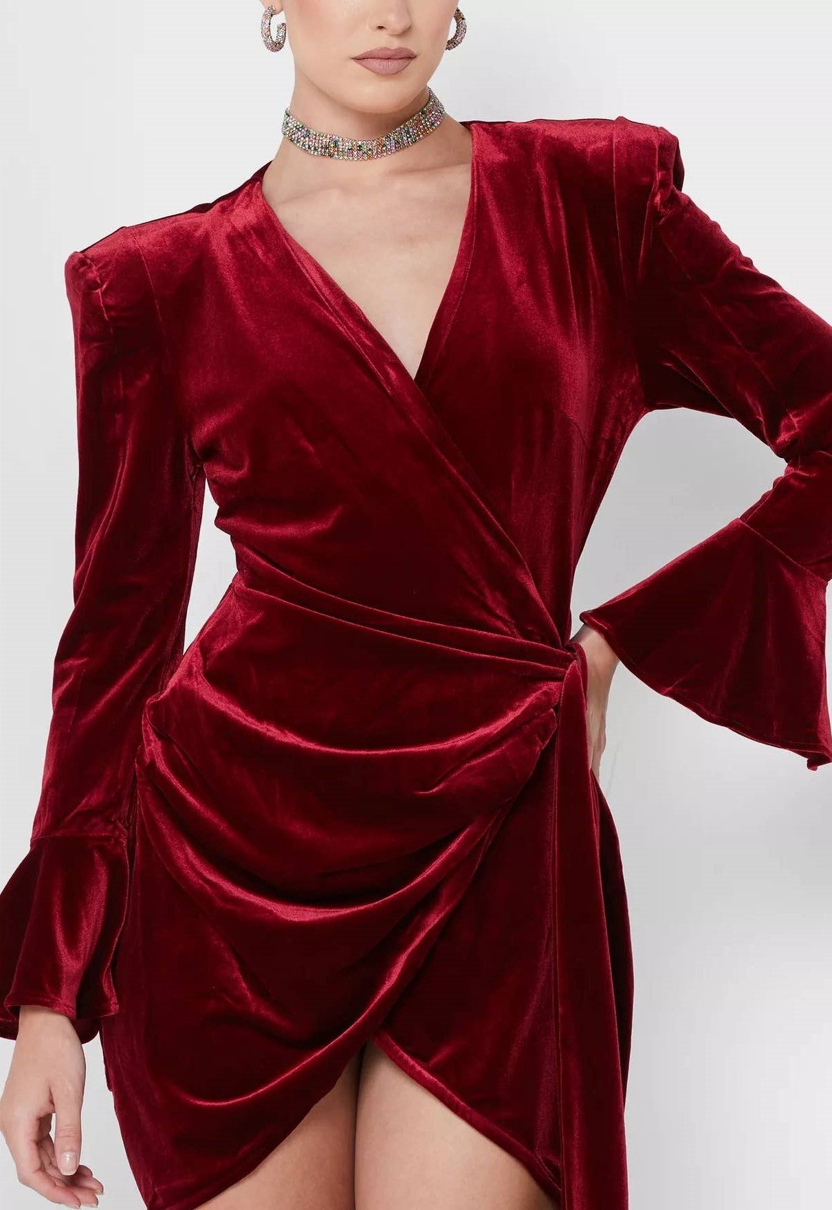 knee length dresses for ladies Black Velvet Wrap Dress | Little Black Dress