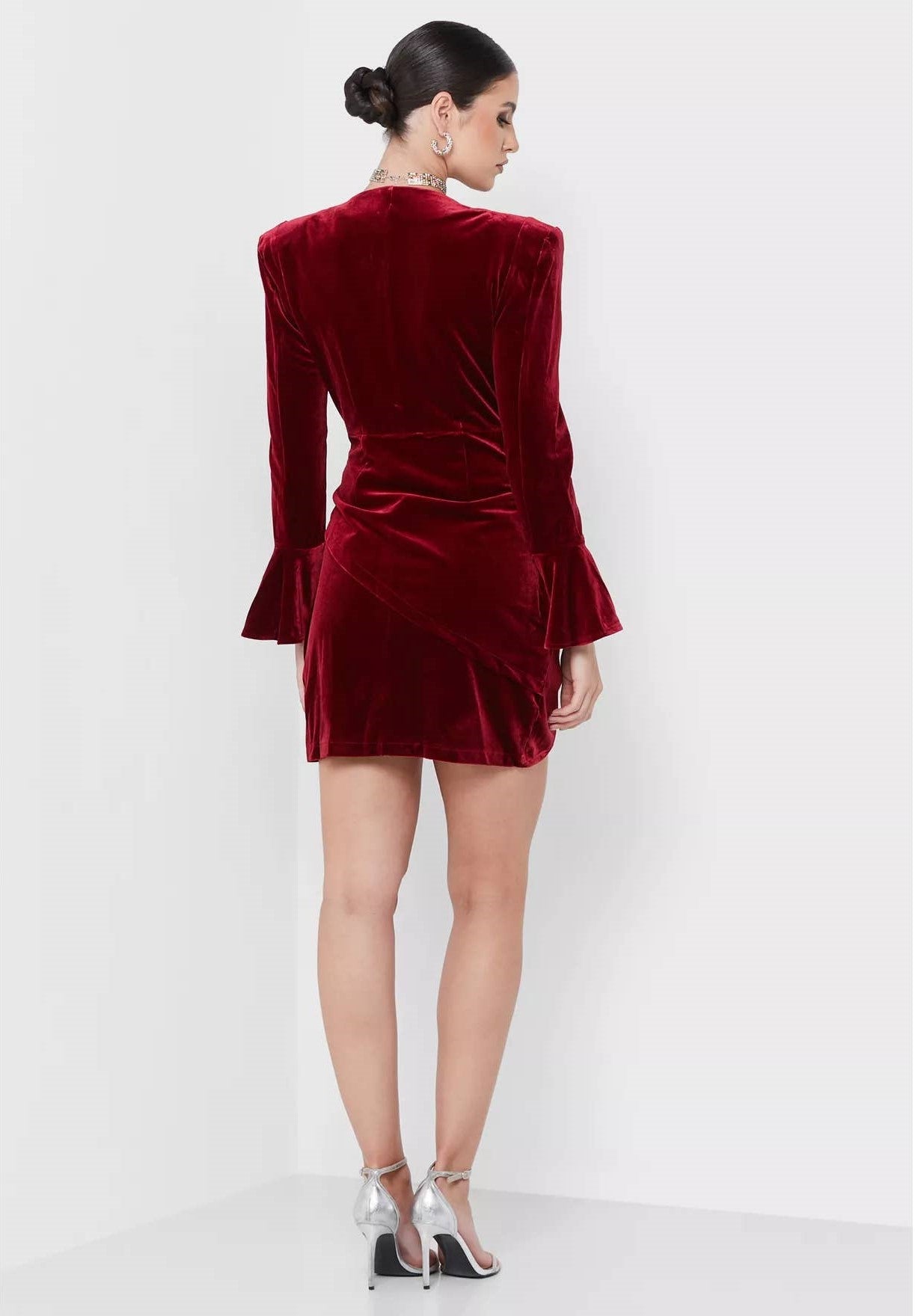 Roxanne Long Sleeve Velvet Wrap Mini Dress