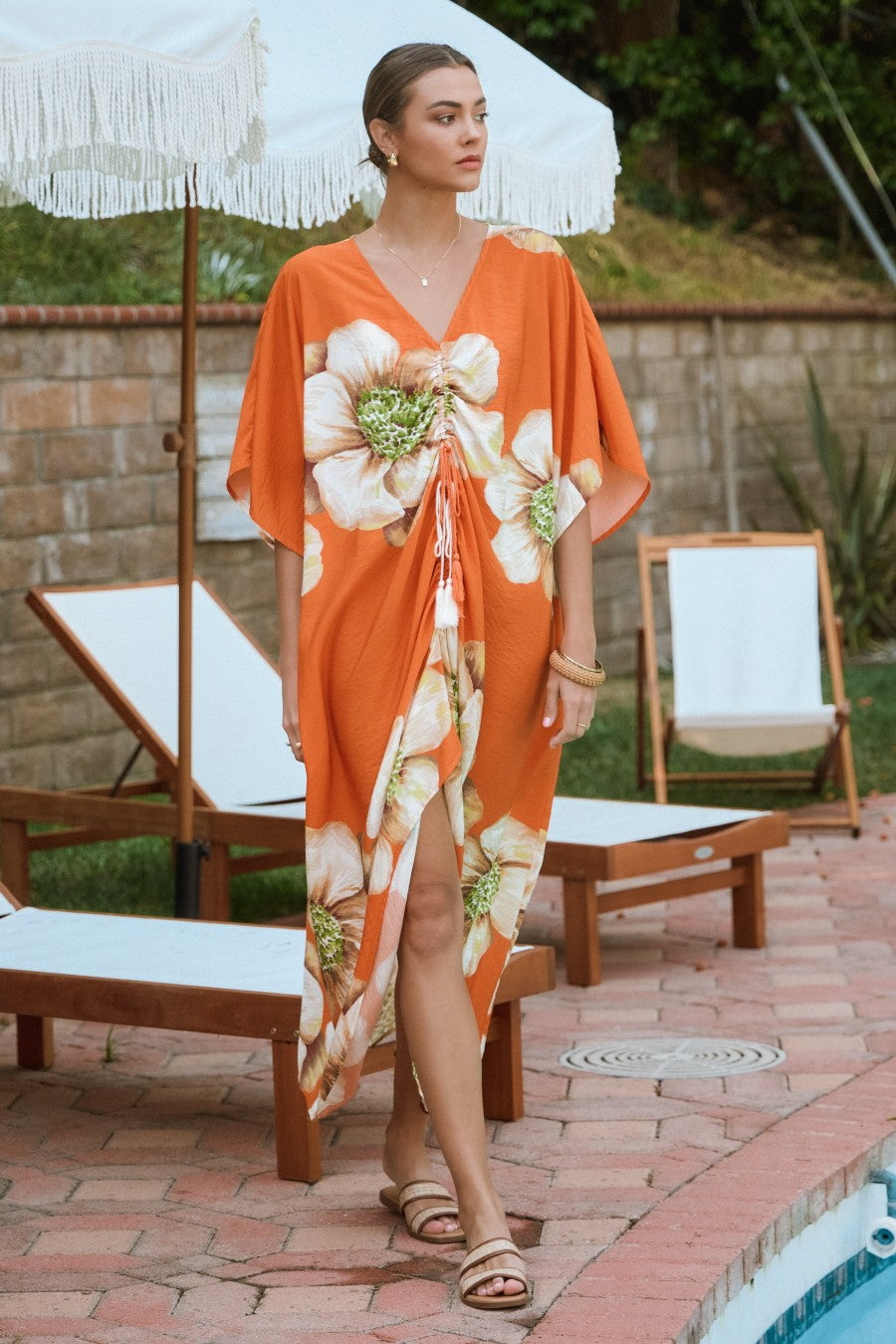 Sakia Floral Print Oversized Cover Up Dress