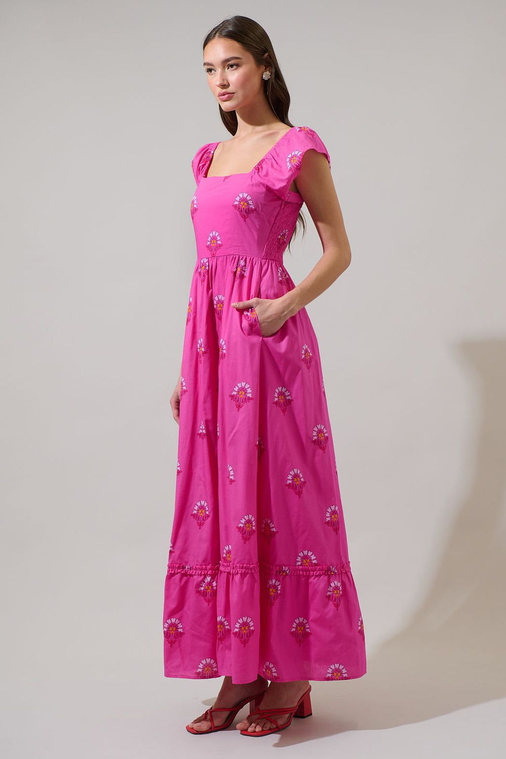 Scarlett Floral Mazy Smocked Midi Dress