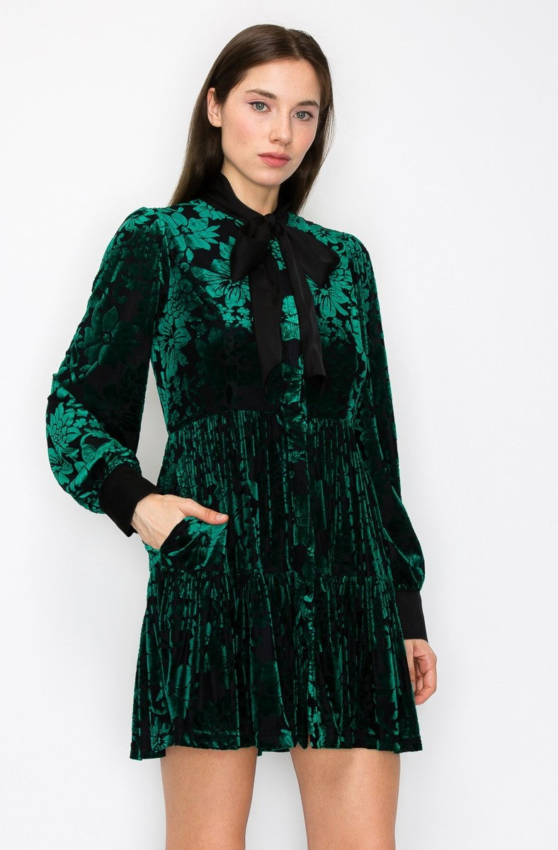 Sheila Burnout Front Tie Mini Dress