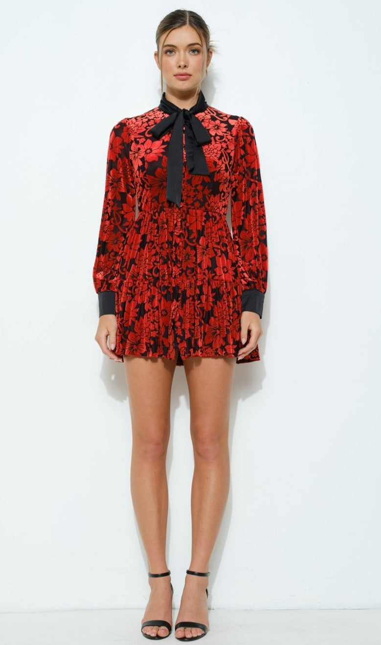 Sheila Burnout Front Tie Mini Dress