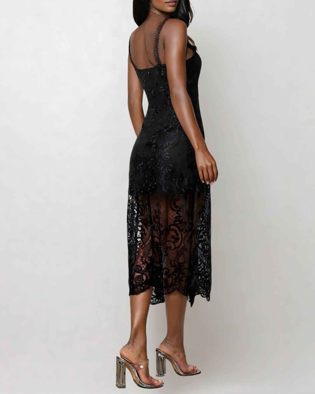 Siena Ruffle Hem Lace Dress
