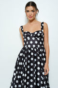 Sonya Sweetheart Polka Dot Bustier Midi Dress