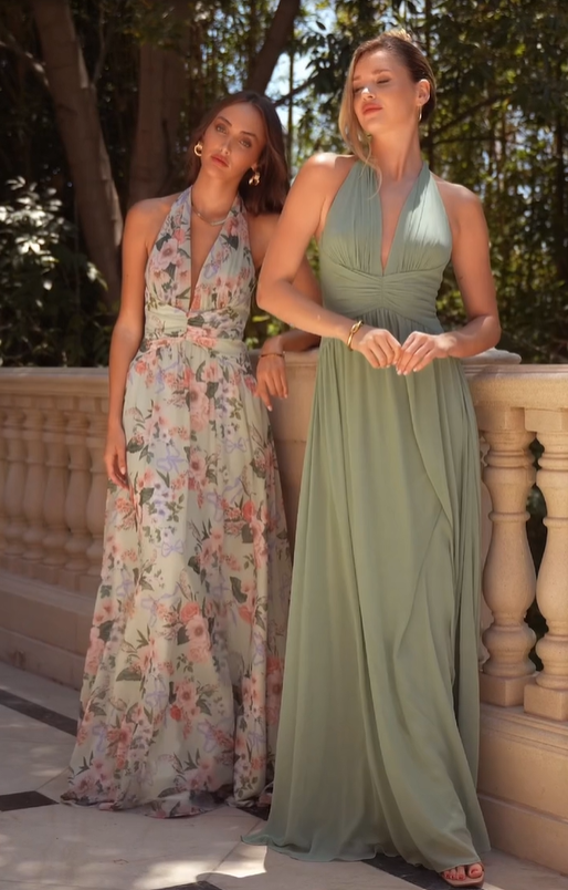 Tiara Chiffon Halter A-Line Maxi Dress