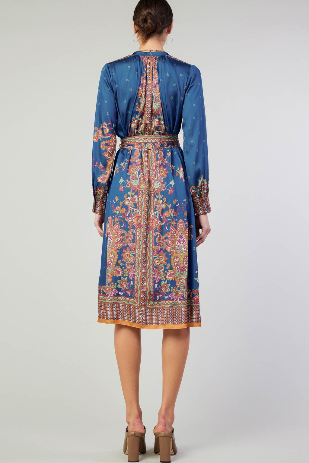 Tas Paisley Printed Mandarin Midi Dress