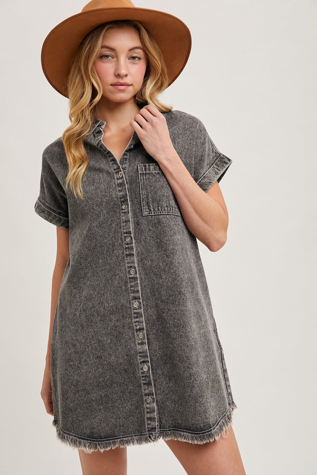 Tyla Washed Denim Shirt Dress